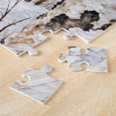 Winter-Birkenwald und Kardinal-Gemälde Puzzle (Seite)