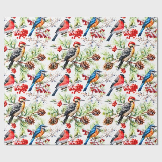 Winter Birnen Pine Cones & Red Berries Urlaub Geschenkpapier (Flach)