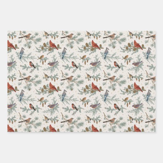 Winter Birnen und Kiefernzweige Muster Geschenkpapier Set (Vorderseite 2)