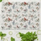 Winter Birnen und Kiefernzweige Muster Geschirrtuch (Gefaltet)