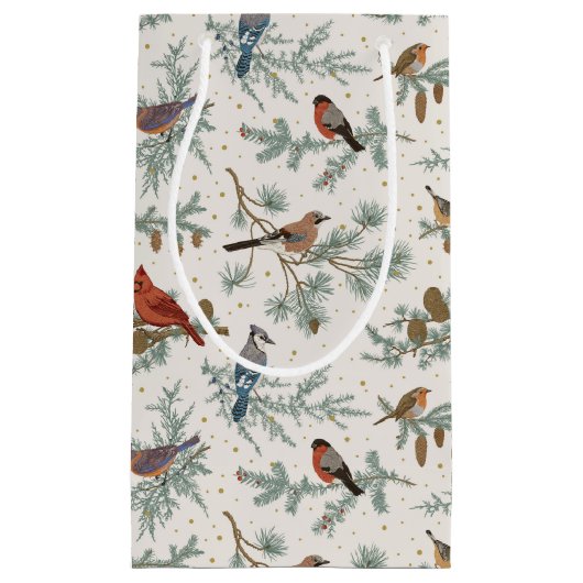 Winter Birnen und Kiefernzweige Muster Kleine Geschenktüte (Vorderseite)