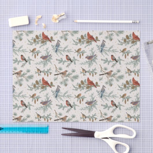 Winter Birnen und Kiefernzweige Muster Seidenpapier (Handwerk)