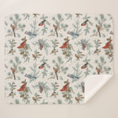 Winter Birnen und Kiefernzweige Muster Sherpadecke (Vorderseite (Horizontal))