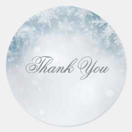 Winter Birthday Elegant Snowflakes Silver Shimmer Runder Aufkleber