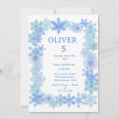Winter Birthday Invitation, Minimalist Snowflake Einladung (Vorderseite)