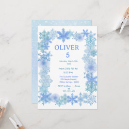 Winter Birthday Invitation, Minimalist Snowflake  Einladung