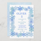 Winter Birthday Invitation, Minimalist Snowflake Einladung (Vorne/Hinten)