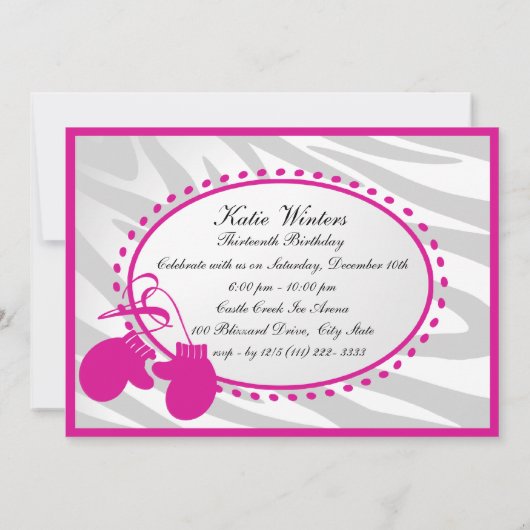 Winter Birthday Mittens Einladung (Rückseite)