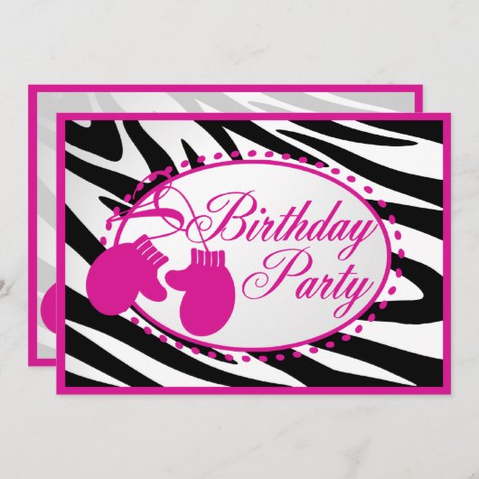 Winter Birthday Mittens Einladung (Vorne/Hinten)