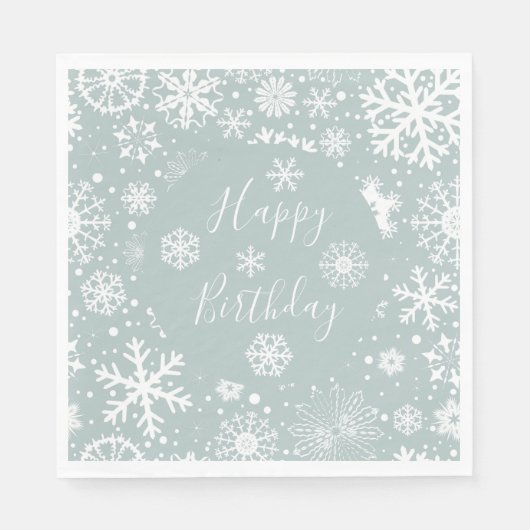 Winter Birthday Paper Napkins Happy Birthday Schne Serviette (Vorderseite)