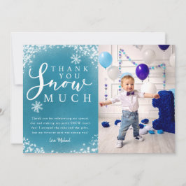 Winter Birthday Party Boy Foto Dankeskarte