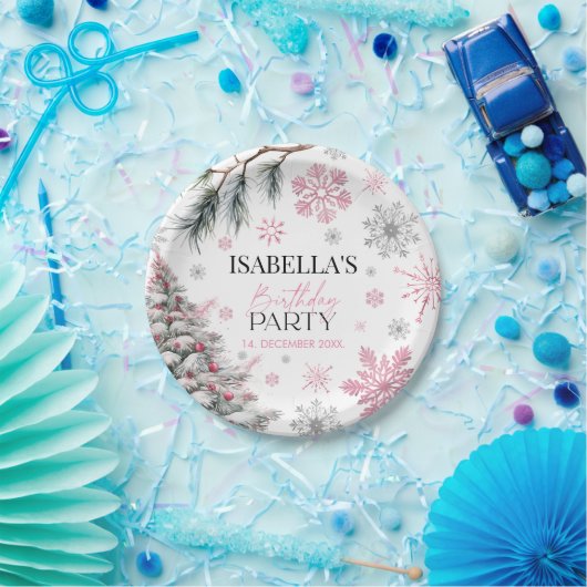 Winter Birthday Pink Pappteller (Party)