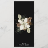 Winter Black and White Elegante Script Wedding Men Menükarte (Rückseite)