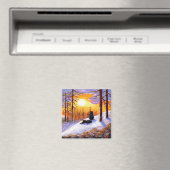 Winter Black Cats Schneewald Creationarts Magnet (In Situ (Geschirrspüler))