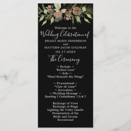 Winter Black Elegant Script Wedding Programm