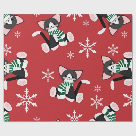 Winter Black Kitty Geschenkpapier (Flach)