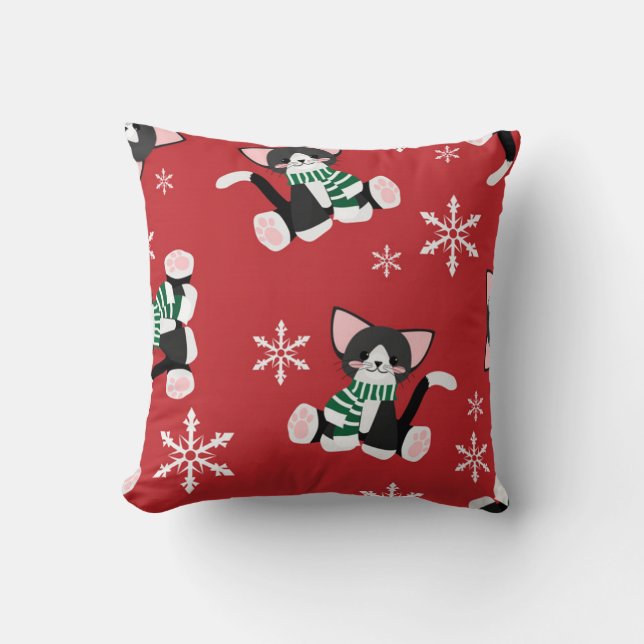 Winter Black Kitty Kissen (Vorderseite)