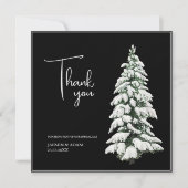 Winter Black Snow Weihnachtsbaum Hochzeit Dankeskarte (Vorderseite)