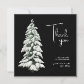 Winter Black Snow Weihnachtsbaum Hochzeit Dankeskarte (Vorderseite)