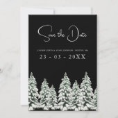 Winter Black Snow Weihnachtsbaumen Hochzeit Save The Date (Vorderseite)