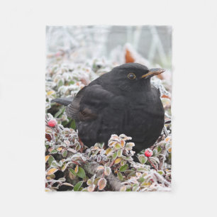 Winter Blackbird Fleecedecke