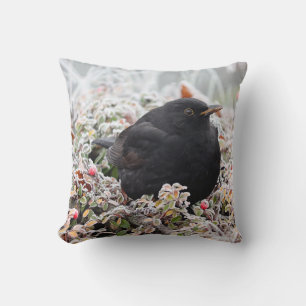 Winter Blackbird Kissen