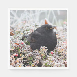 Winter Blackbird Serviette