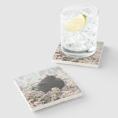 Winter Blackbird Steinuntersetzer (Seitenansicht)