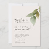 Winter-Blätter Hochzeit mit floralen Wasserfarben Einladung (Vorderseite)