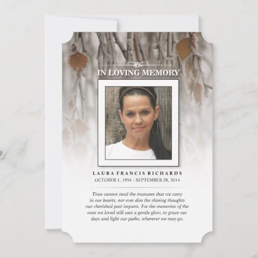 Winter-Blätter - Memorial & Vielleicht Gedicht Vie Einladung (Vorderseite)