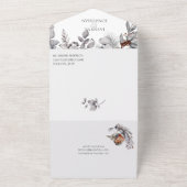 Winter Blätter Pine Cones Birds Berries Stems | All In One Einladung (Außenbereich)