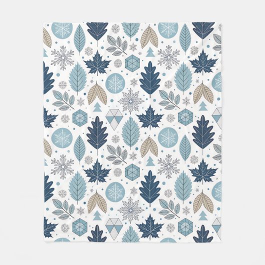Winter Blätter und Schneeformen Fleece Blanket (Vorderseite)