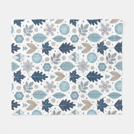 Winter Blätter und Schneeformen Fleece Blanket (Vorderseite (Horizontal))