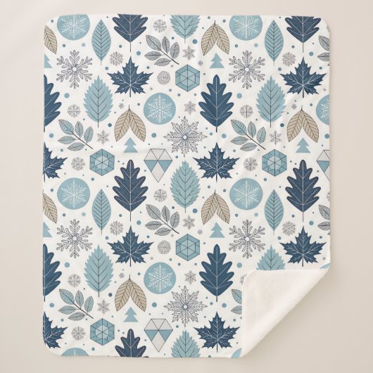 Winter Blätter und Schneeformen Sherpa Blanket Sherpadecke (Vorderseite)