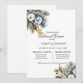 Winter Blau Boho Florales Probedinner Einladung (Vorne/Hinten)