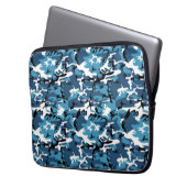 Winter-Blau-Camouflage Laptopschutzhülle (Vorderseite Links)