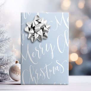 Winter Blau Frohe Weihnachten Kalligrafie Urlaub Geschenkpapier
