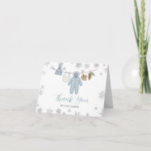 Winter Blau Junge Baby Shower Schneeflocken Danke