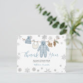Winter Blau Junge Baby Shower Schneeflocken Danke (Stehend Vorderseite)
