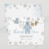 Winter Blau Junge Baby Shower Schneeflocken Danke (Vorne/Hinten)