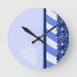 Winter-Blau Runde Wanduhr