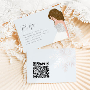 Winter Blau Schnee Quinceanera Geburtstags-QR-Code RSVP Karte