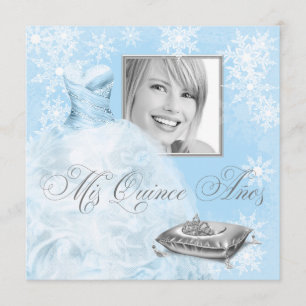 Winter Blau Schneeblatt Foto Quinceanera Einladung