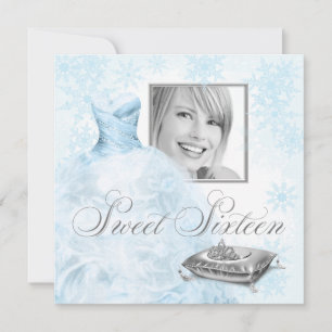 Winter Blau Schneeblume Foto Sweet Sixteen Party Einladung