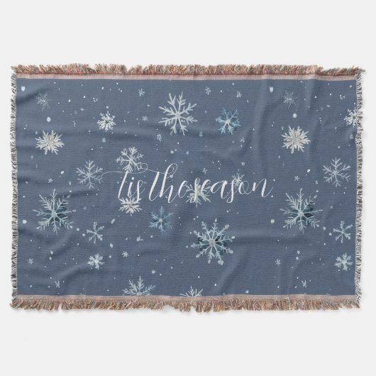 Winter Blau Silber Schneeflocken Weihnachten Decke (Vorderseite)