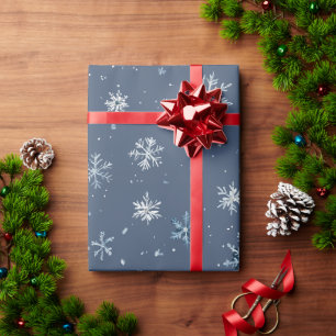 Winter Blau Silber Schneeflocken Weihnachten Geschenkpapier