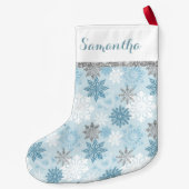 Winter Blau und Silber Personalisiert Kleiner Weihnachtsstrumpf (Rückseite)