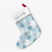 Winter Blau und Silber Personalisiert Kleiner Weihnachtsstrumpf (Rückseite (Hängend))