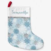 Winter Blau und Silber Personalisiert Kleiner Weihnachtsstrumpf (Vorderseite)