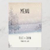 Winter Blau und Weiß Hochzeit Menükarte (Vorderseite)